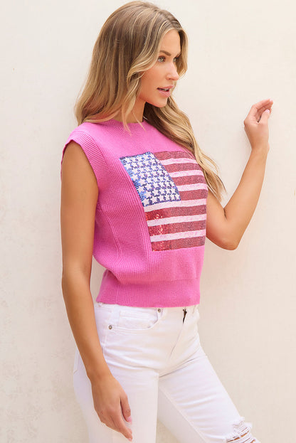 American Flag Patriotic Knitted Tank Vest — July 4Th Solid Casual Style - 20% OFF