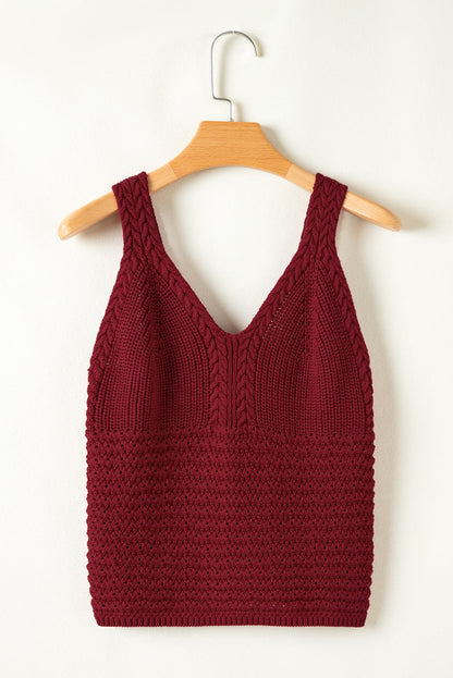 Pointelle Slim Fit Sweater Tank — Sexy Open Knit Everyday Wardrobe Style -