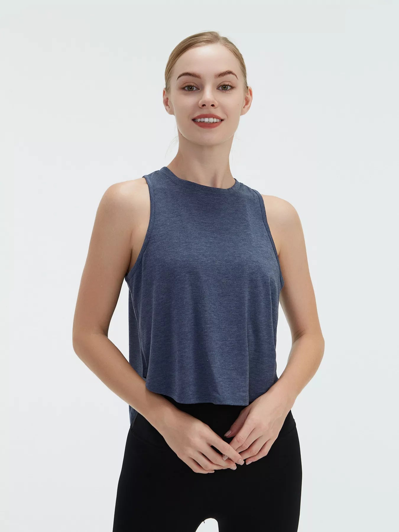 Back Cutout Round Neck Activewear Tank