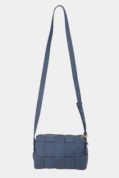 Woven Crossbody Bag with Adjustable Strap – Dusty Blue One Size outfit idea for women | Ro + Ivy