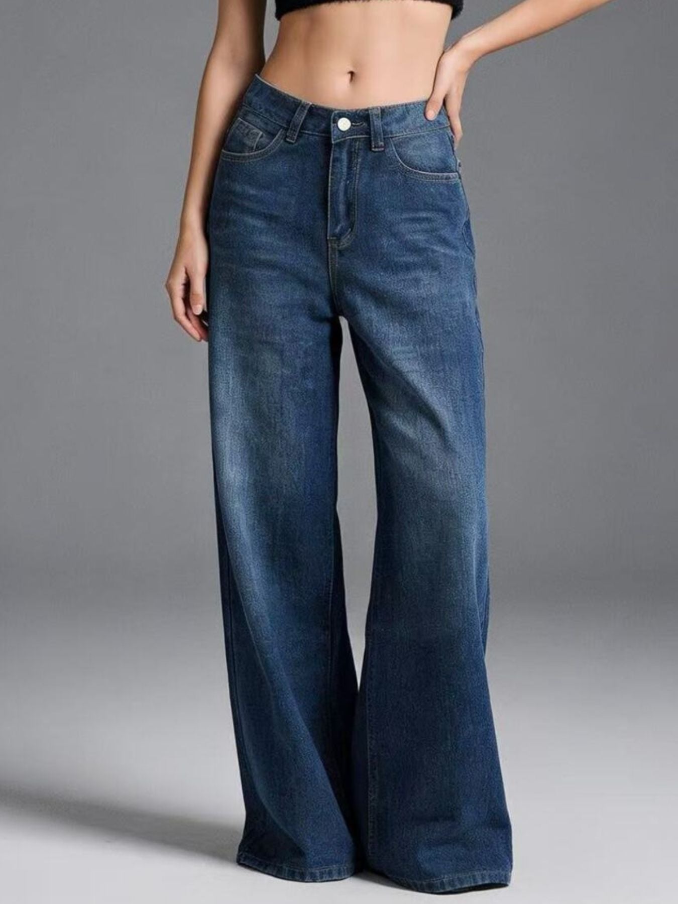 High-Waisted Wide Leg Jeans - Jeans