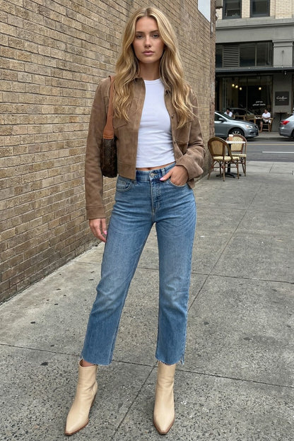 Tummy Control High Rise Slim Straight Shaping Jeans Form-Fitting Flattering Style