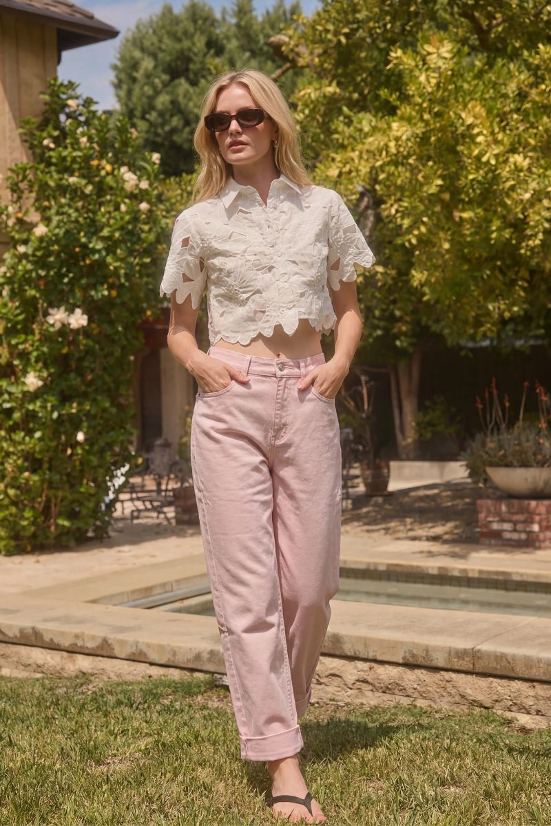 High Rise Trend-Forward Barrel Leg Jeans — Dreamy Statement Everyday Style - Pink DENIM (NEW)