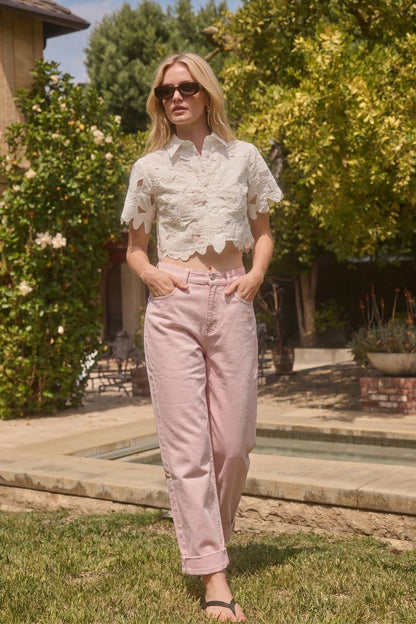 High Rise Trend-Forward Barrel Leg Jeans — Dreamy Statement Everyday Style - Pink DENIM (NEW)