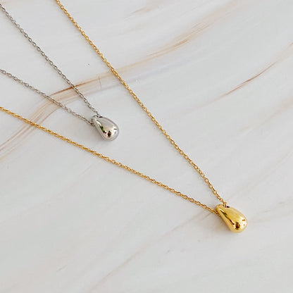 Dainty Teardrop Pendant Necklace — Minimalist Everyday Jewelry - Necklaces