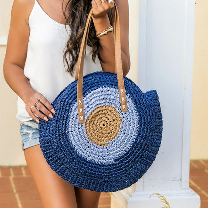 Straw Circle Tote Bag — Boho Beach-to-Date Night Versatile All-Season Style - Tote Bags