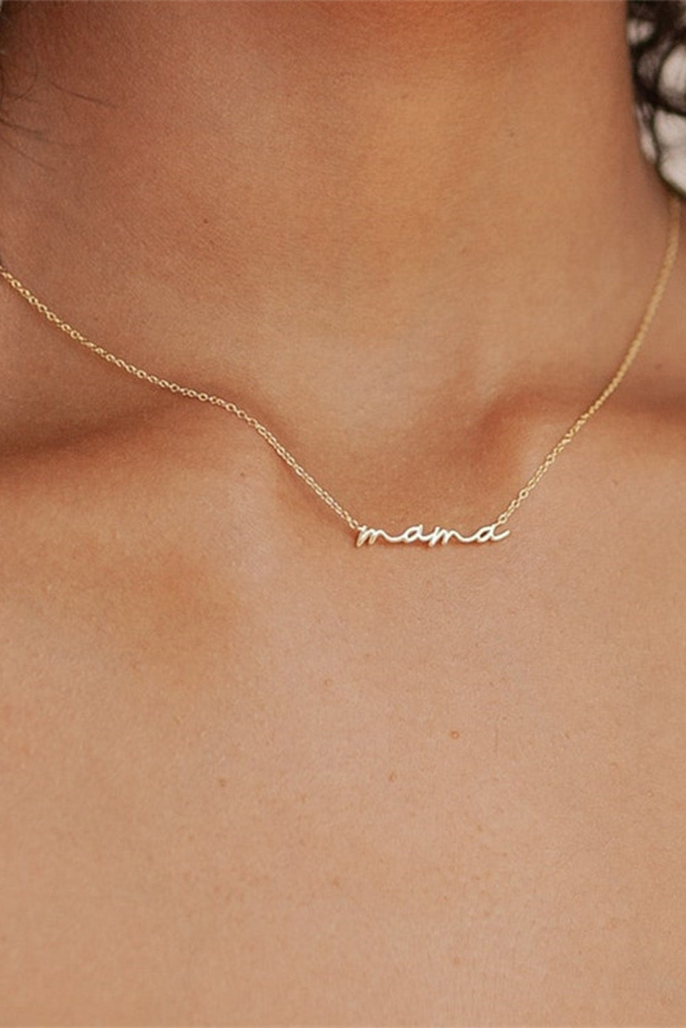 Gold Tiny Mama Script Charm Necklace — Dainty Sentimental Gift Everyday Jewelry - Necklaces