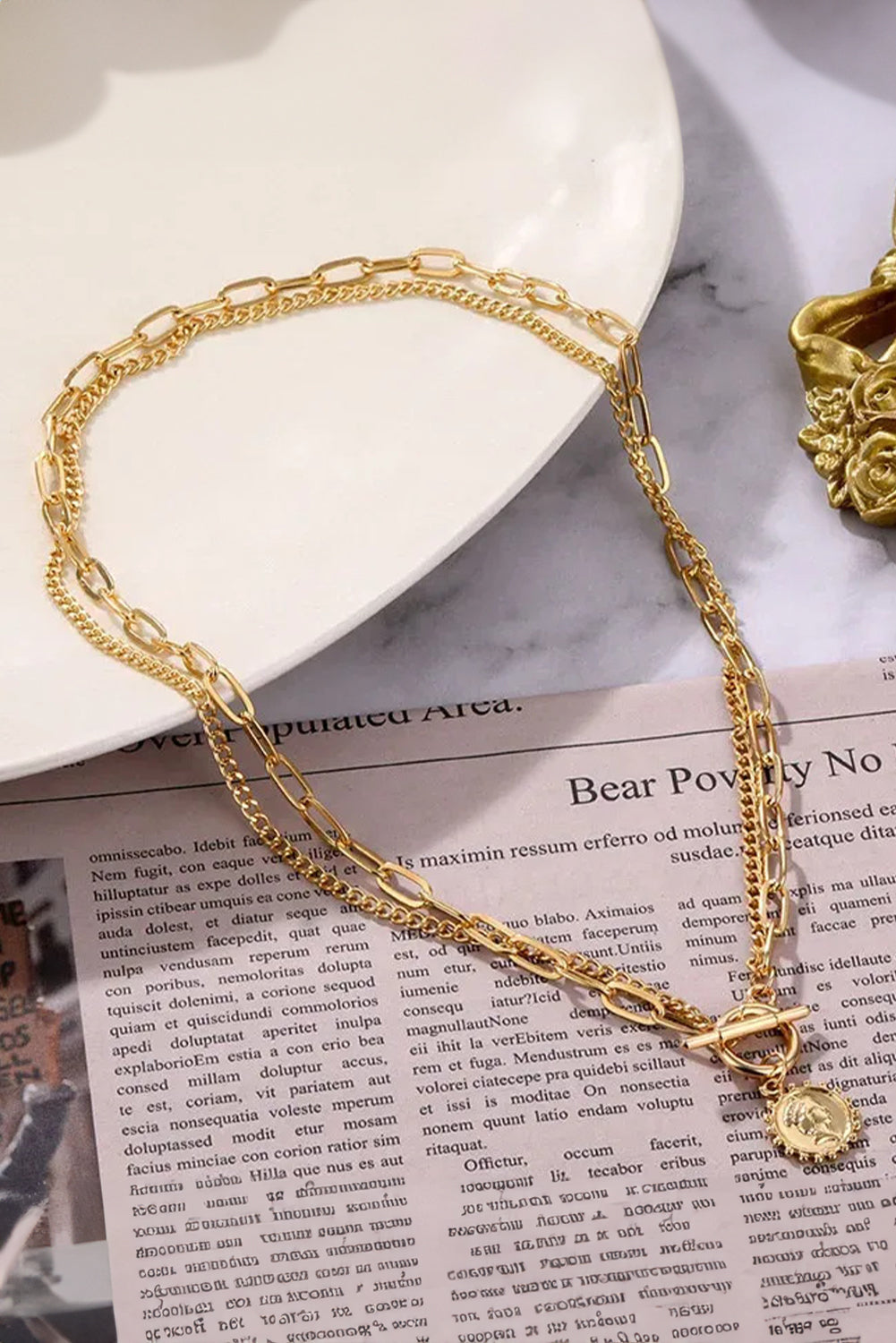 Vintage Coin Pendant Dainty Chain Necklace — Retro Plated Classic Charm Everyday Jewelry - Necklaces