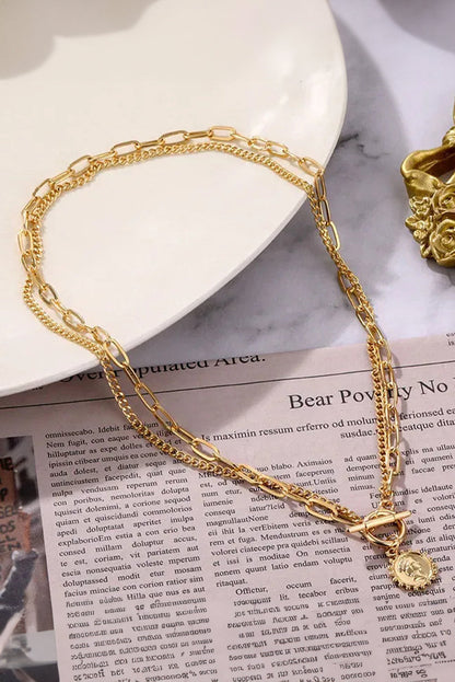 Vintage Coin Pendant Dainty Chain Necklace — Retro Plated Classic Charm Everyday Jewelry - Necklaces