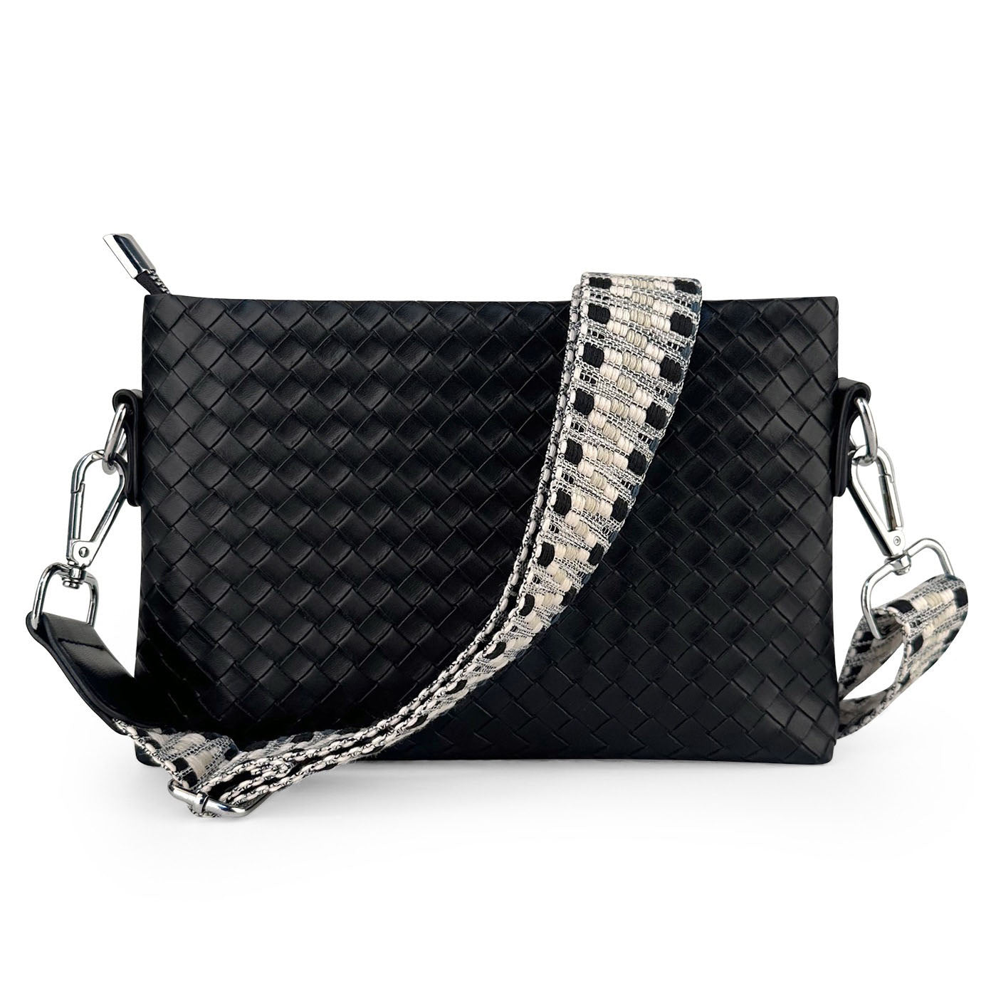 Chic Woven Lightweight Sleek Crossbody Bag — Everyday Casual Carry Style - Black