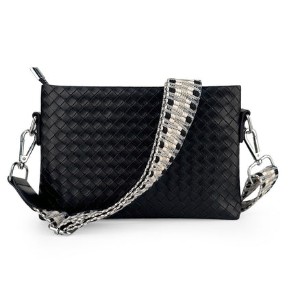 Chic Woven Lightweight Sleek Crossbody Bag — Everyday Casual Carry Style - Black