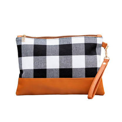 Buffalo Plaid Clutch - White Black