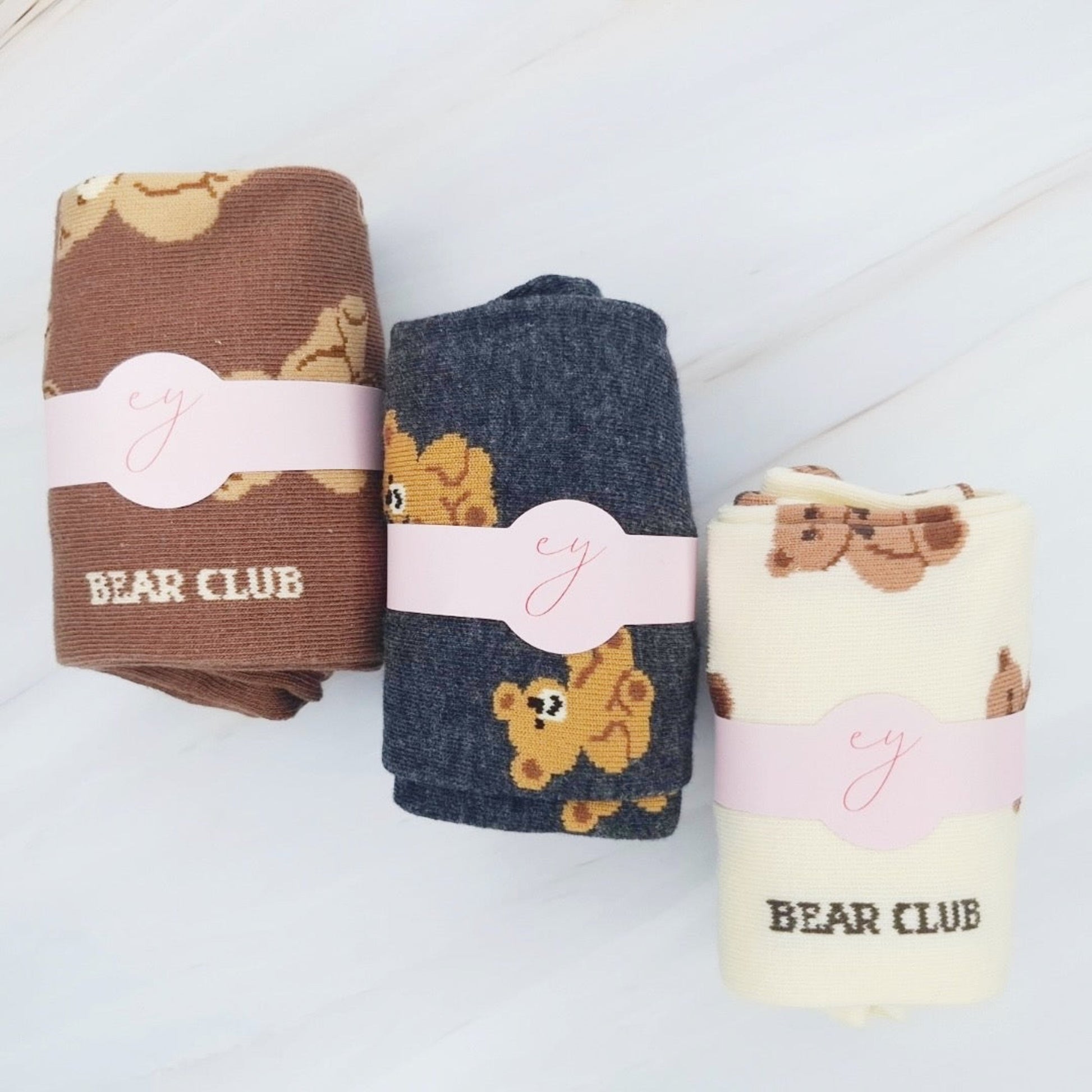 Bear Print Novelty Crew Socks 3-Pack — Cozy Playful Design - Socks