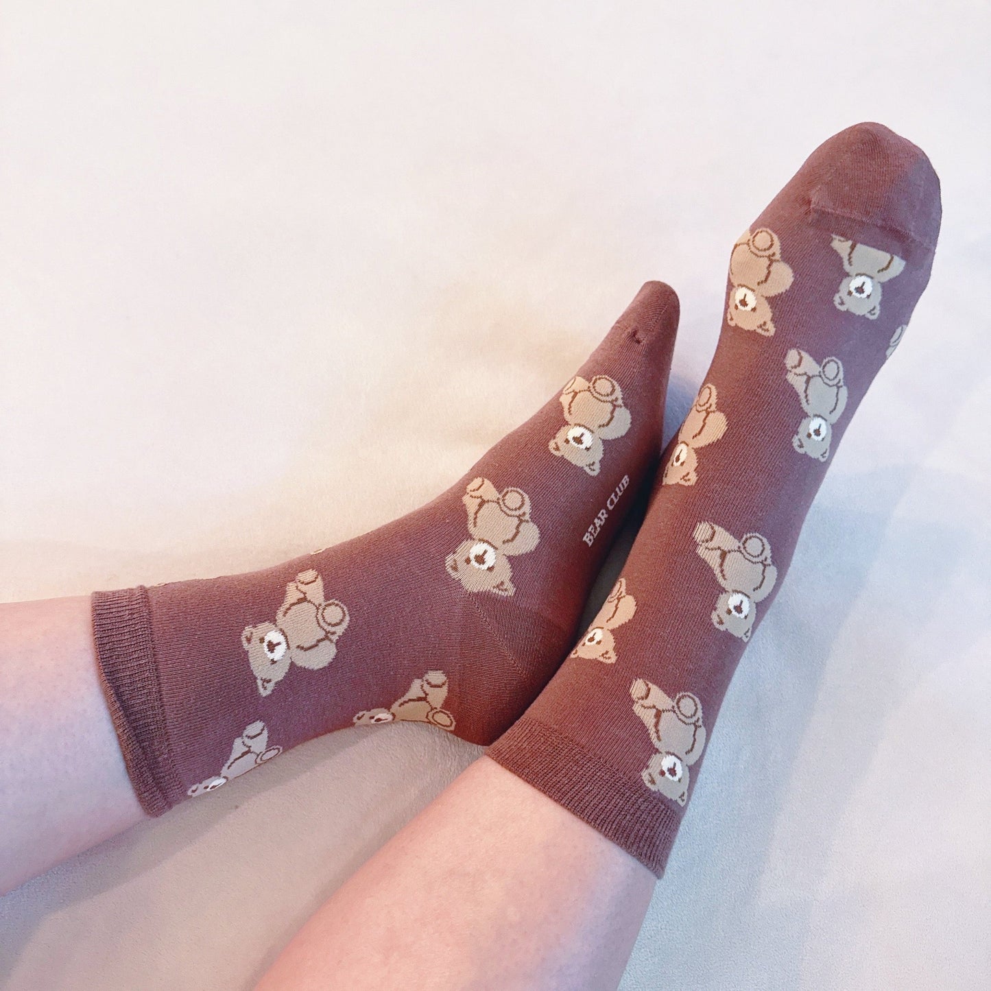 Bear Print Novelty Crew Socks 3-Pack — Cozy Playful Design - Socks