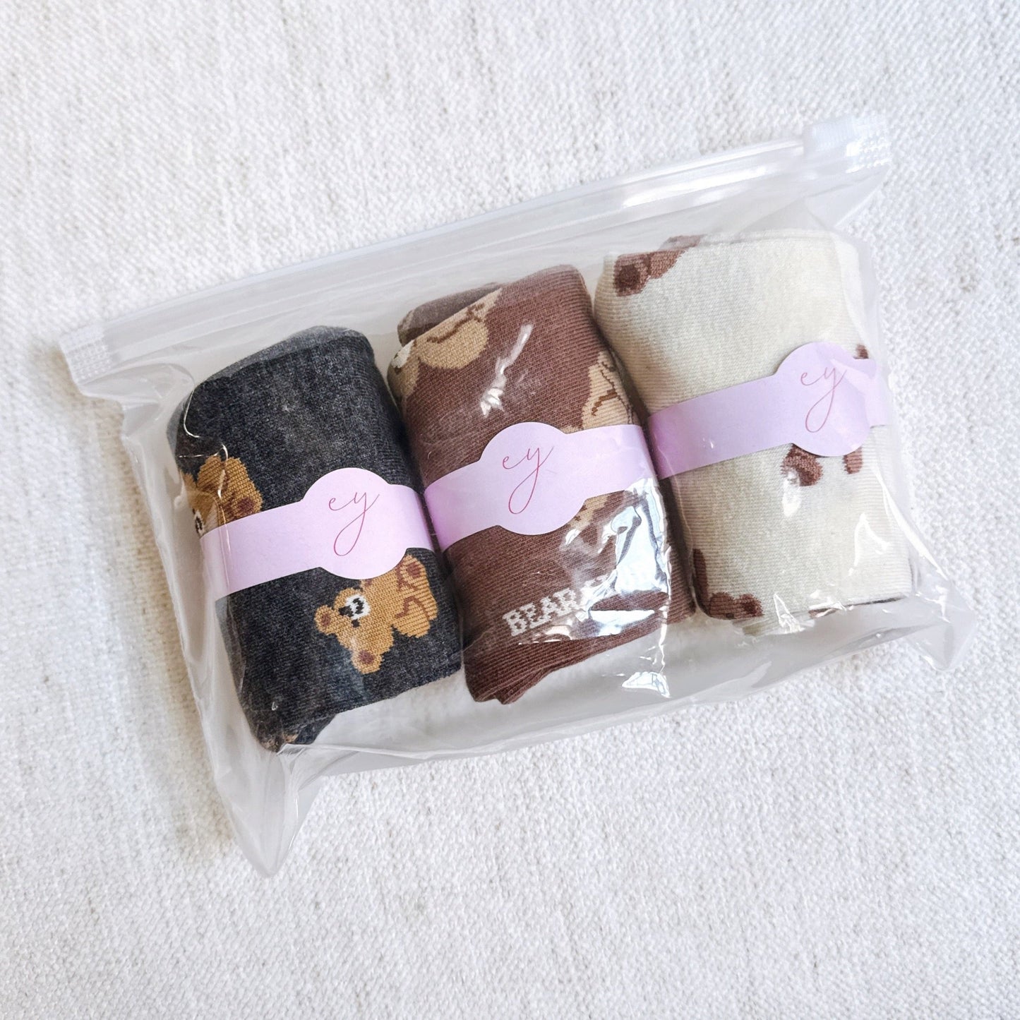 Bear Print Novelty Crew Socks 3-Pack — Cozy Playful Design - Socks
