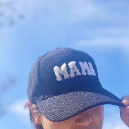 Corduroy MAMA Baseball Cap — Fuzzy Patch Letter Curved Brim Adjustable Fit - Baseball Caps