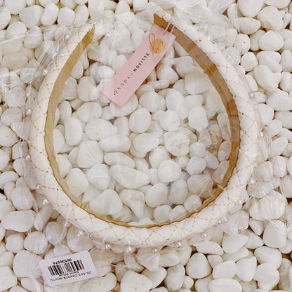 Quilted Pearl Embellished Headband — Hand-Nailed Detail Classic Style - Headbands