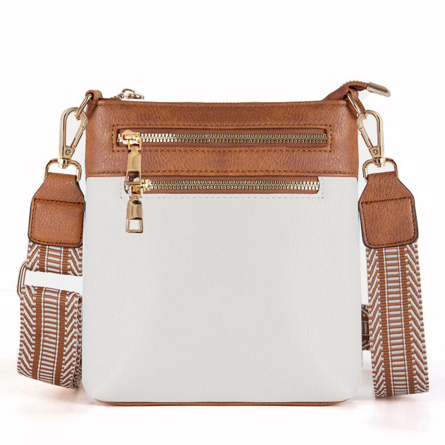 Soft Vegan Leather Guitar Strap Adjustable Crossbody Purse — Everyday Chic Carry Style - Cognac Bone