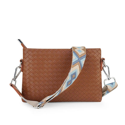 Chic Woven Lightweight Sleek Crossbody Bag — Everyday Casual Carry Style - Cognac