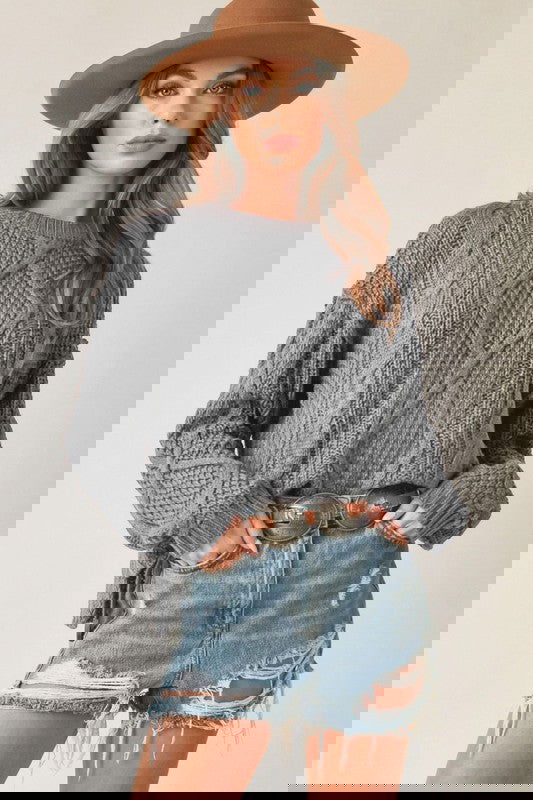 Cable Knit Adela Holiday Crewneck Sweater - Ro + Ivy