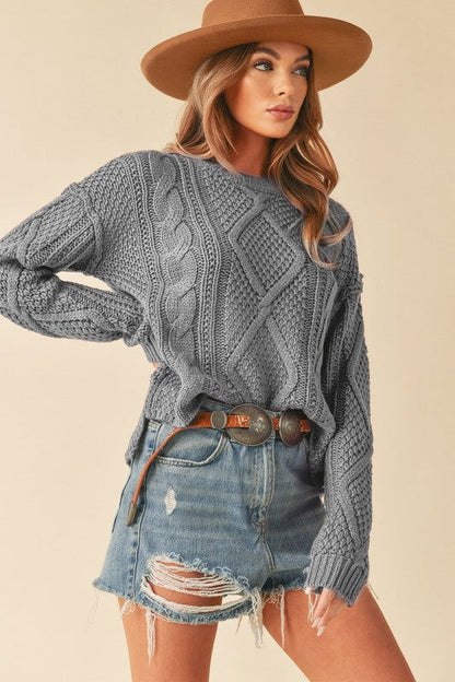 Cable Knit Adela Holiday Crewneck Sweater - Ro + Ivy