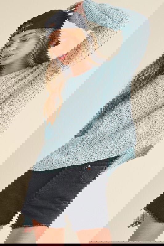 Cable Knit Adela Holiday Crewneck Sweater - Ro + Ivy