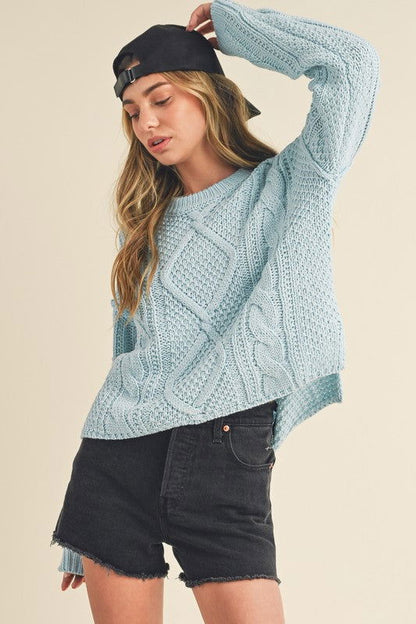Cable Knit Adela Holiday Crewneck Sweater - Ro + Ivy