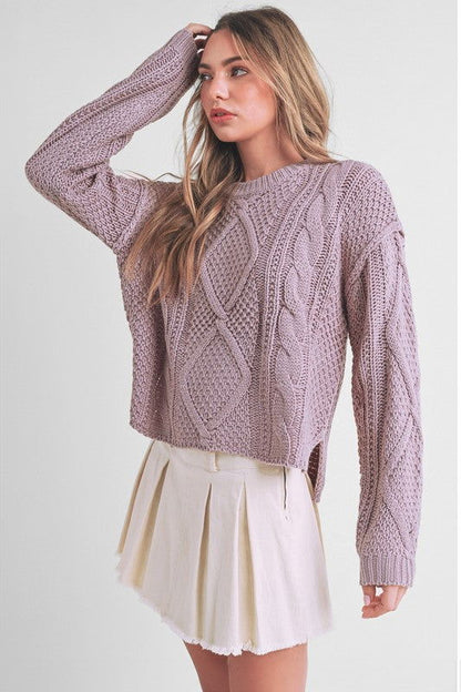 Cable Knit Adela Holiday Crewneck Sweater - Ro + Ivy