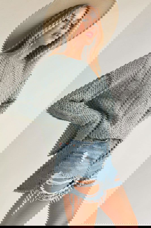 Cable Knit Adela Holiday Crewneck Sweater - Ro + Ivy