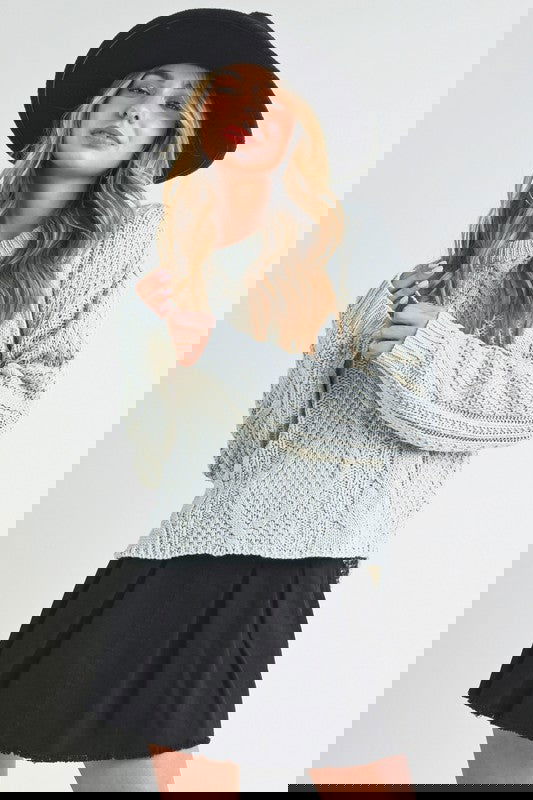 Cable Knit Adela Holiday Crewneck Sweater - Ro + Ivy