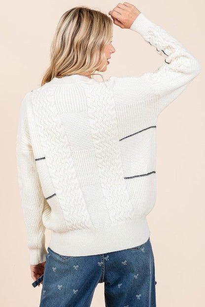 Cable Knit Long-Sleeve Sweater - Ro + Ivy