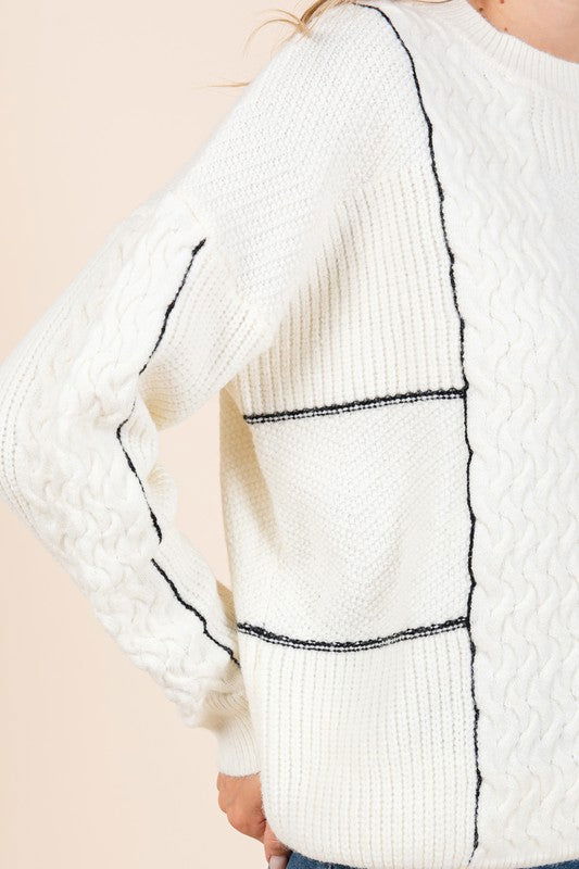 Cable Knit Long-Sleeve Sweater - Ro + Ivy