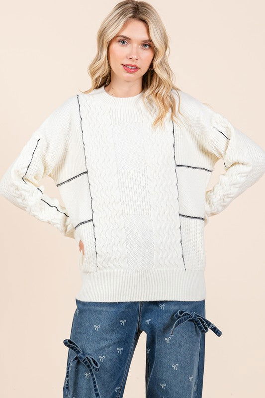 Cable Knit Long-Sleeve Sweater - Ro + Ivy