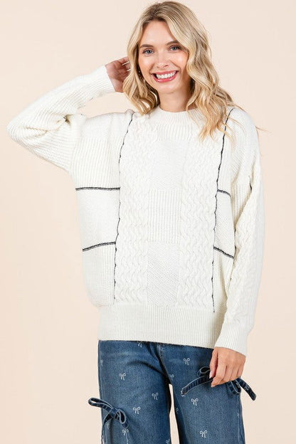 Cable Knit Long-Sleeve Sweater - Ro + Ivy