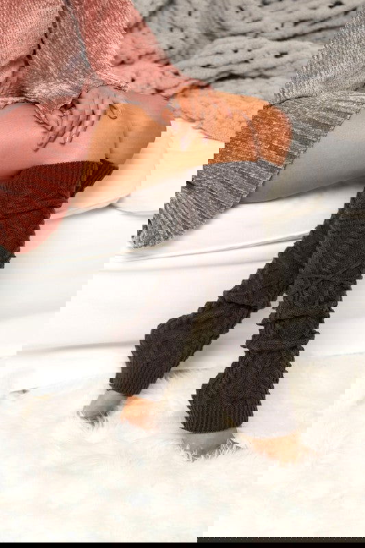 Cable Knit Long Tie Leg Warmer - Ro + Ivy