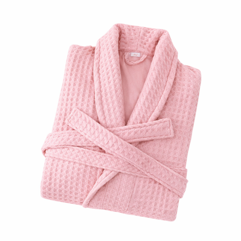 Luxury 100% Cotton Waffle Unisex Knee-Length Spa Hotel Bathrobe — Everyday Comfort Timeless Style - Robes