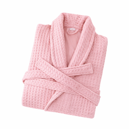 Luxury 100% Cotton Waffle Unisex Knee-Length Spa Hotel Bathrobe — Everyday Comfort Timeless Style - Robes