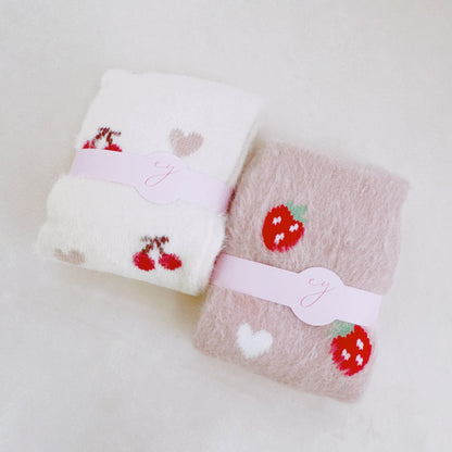 Cherry & Strawberry Ultra-Soft Fuzzy Socks 2-Pack — Cozy Fruit Print - Socks