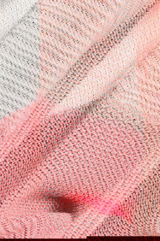 Color Block Oversize Mock Neck Sweater - Ro + Ivy