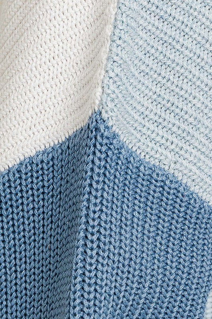 Color Block Oversize Mock Neck Sweater - Ro + Ivy