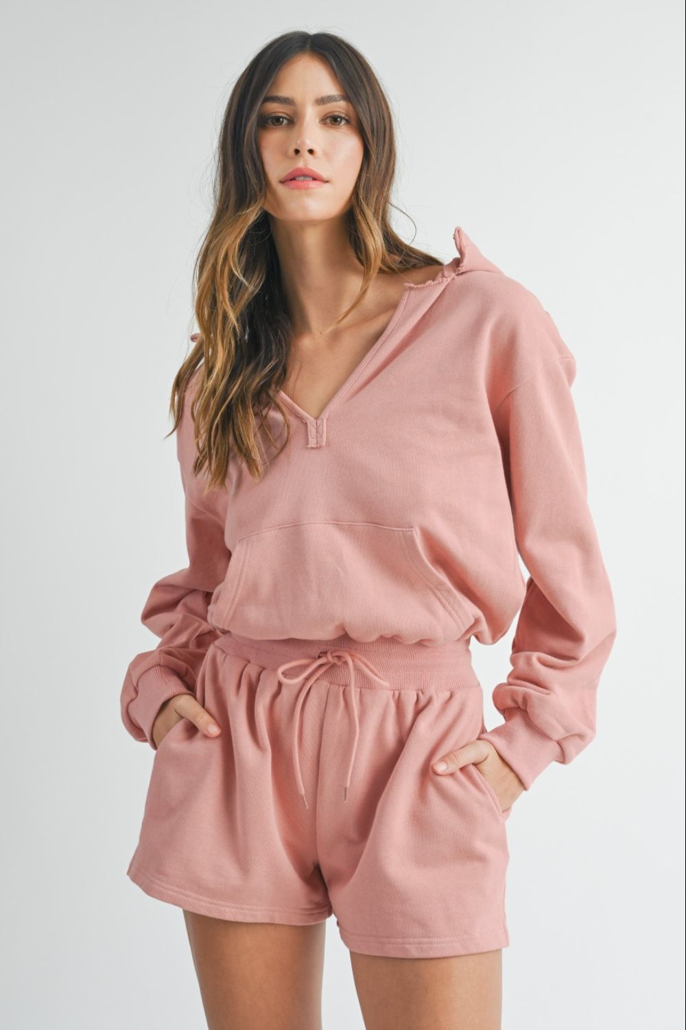 Cozy French Terry Hooded Loungewear Romper - Ro + Ivy