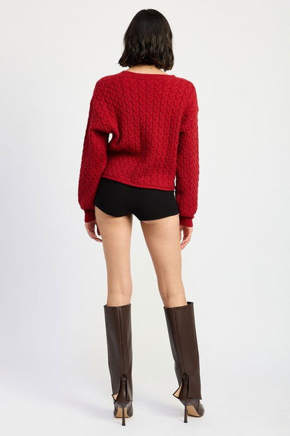 Crewneck Cable Knit Crop Sweater – outfit idea for women | Ro + Ivy