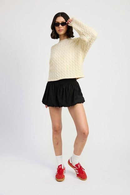 Crewneck Cable Knit Crop Sweater – outfit idea for women | Ro + Ivy