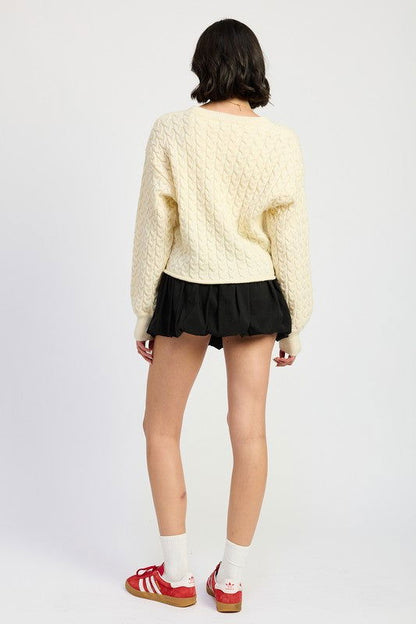 Crewneck Cable Knit Crop Sweater – outfit idea for women | Ro + Ivy