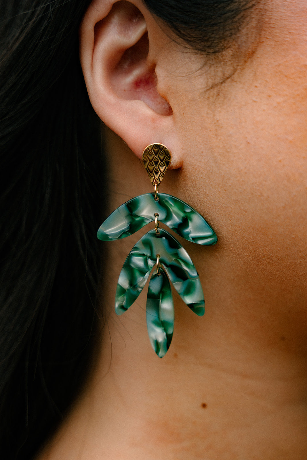 Tropical Palm Lustre Statement Earrings — Paradise-Inspired Lush Tropical Dangle Style - Earrings