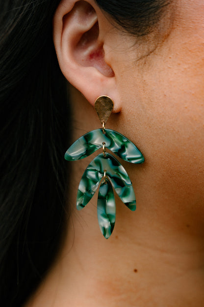 Tropical Palm Lustre Statement Earrings — Paradise-Inspired Lush Tropical Dangle Style - Earrings