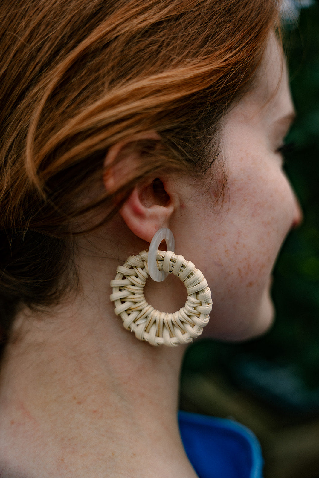 Light Rattan Textured Statement Earrings — Vacation Vibe Coastal Resort Dangle Style - Earrings