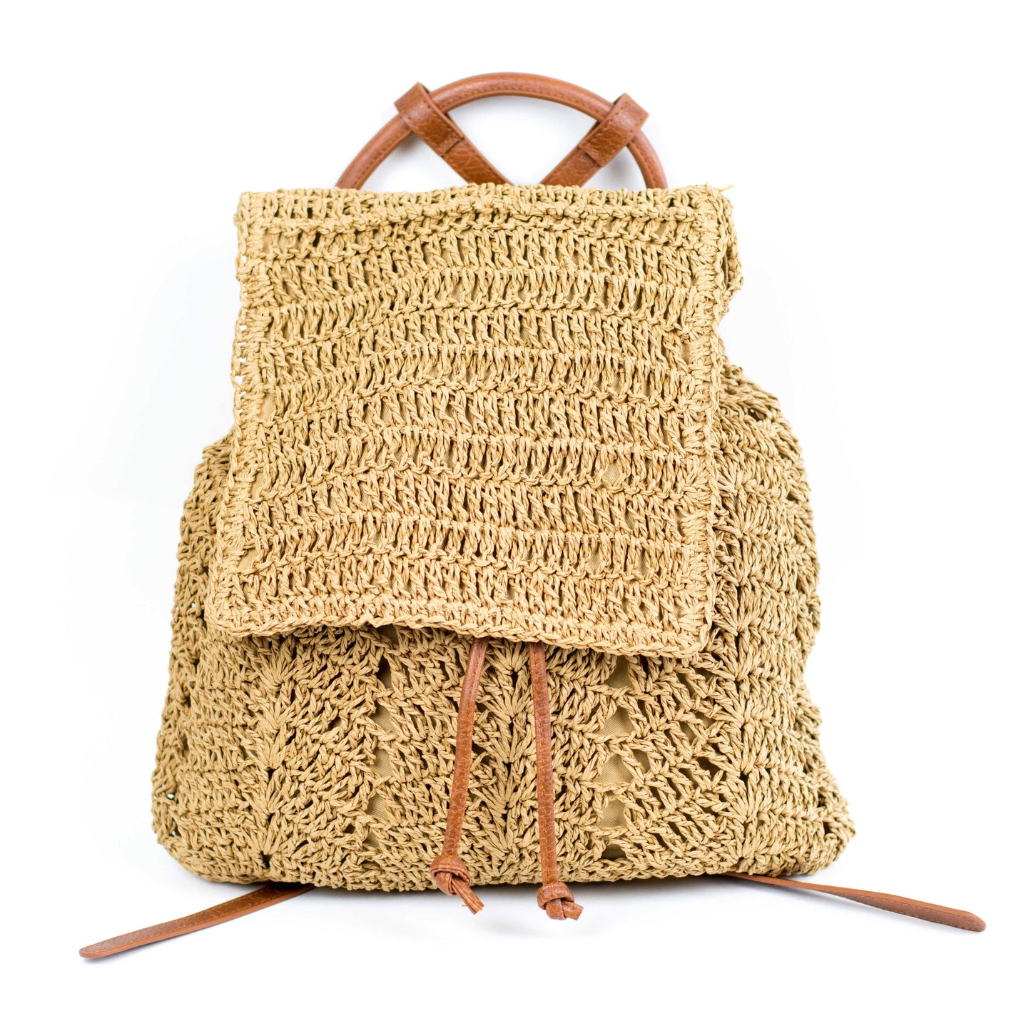 Woven Straw Backpack - Khaki Backpack