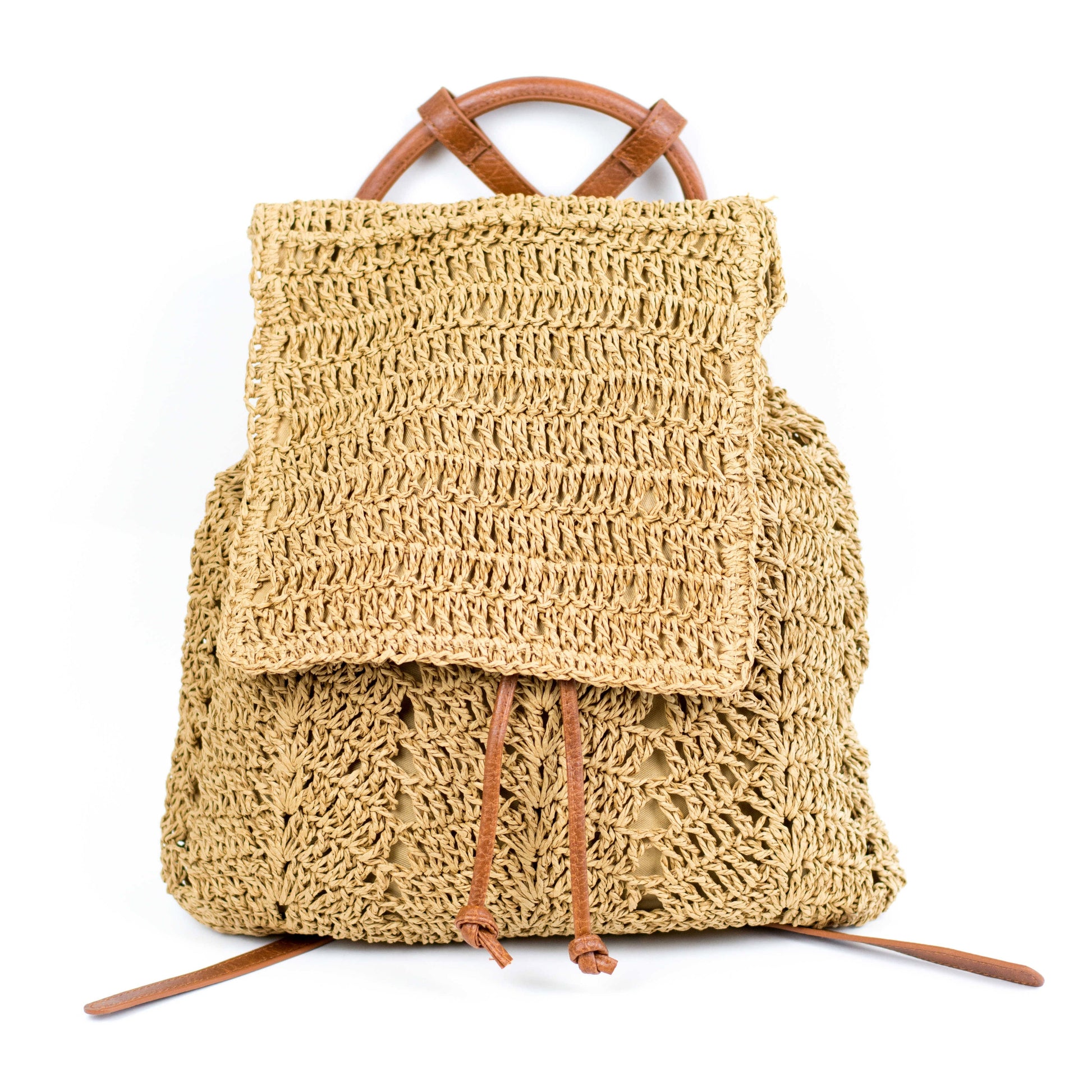 Woven Straw Backpack - Khaki Backpack
