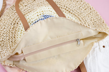 Straw Circle Tote Bag — Boho Beach-to-Date Night Versatile All-Season Style - Tote Bags